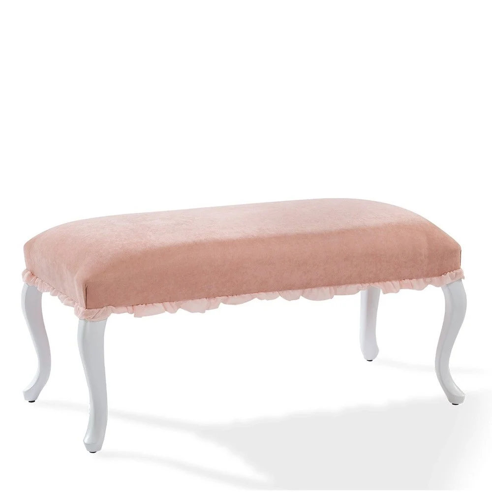 Cilek Sgabello Panca Dream, con Piedi in Legno e Cuscino Rivestito in Tessuto Rosa