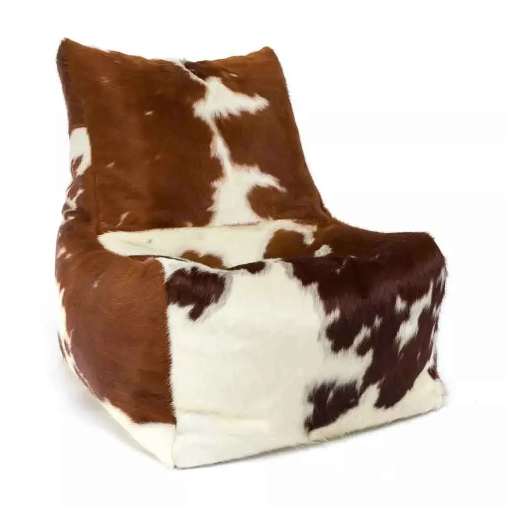 Solid Premium - Pouf a Sacco in Vera Pelle di Mucca Naturale in due finiture