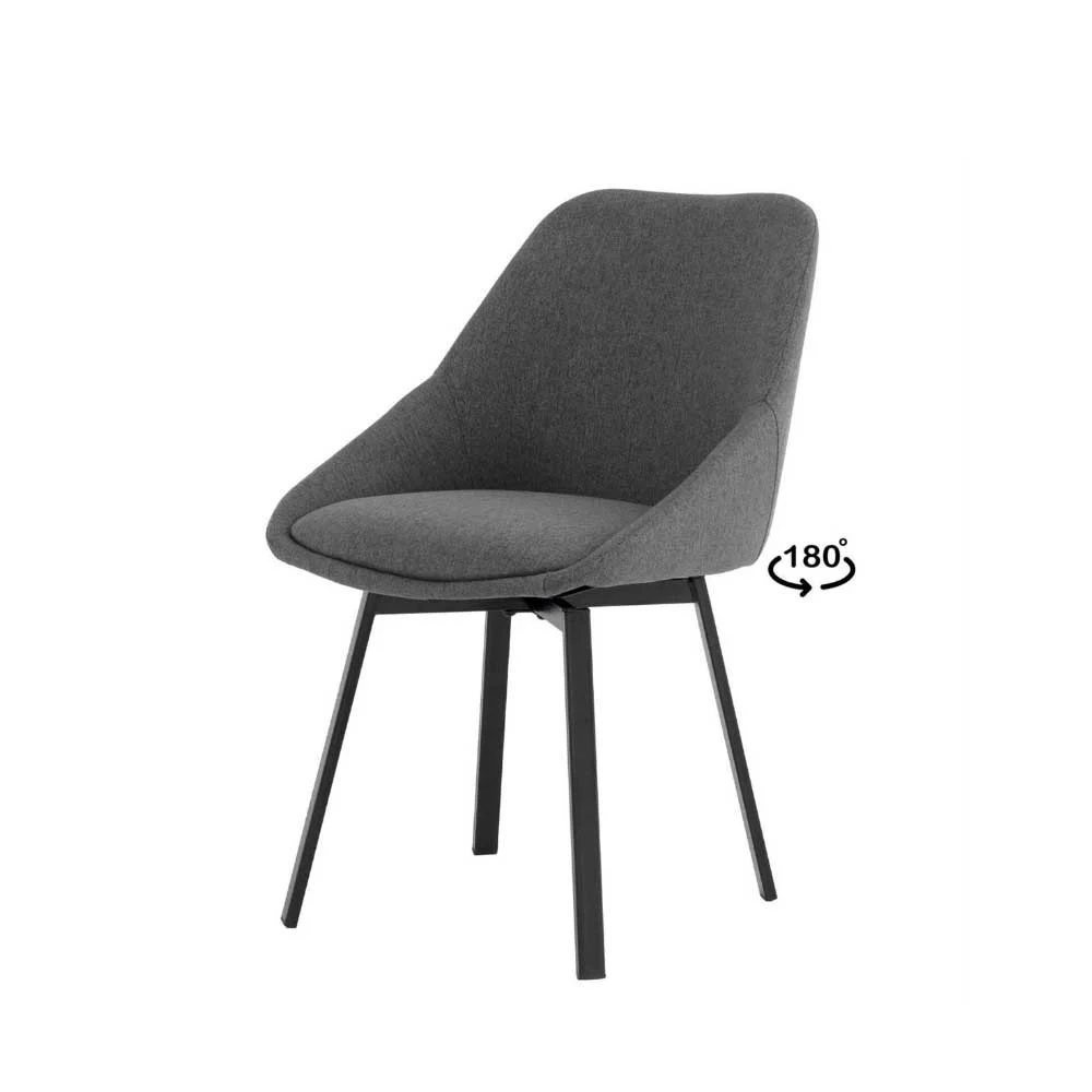 Somcasa sedia Amelie con meccanismo girevole a 180°,  schienale curvo e sedile imbottito, gambe in metallo nero