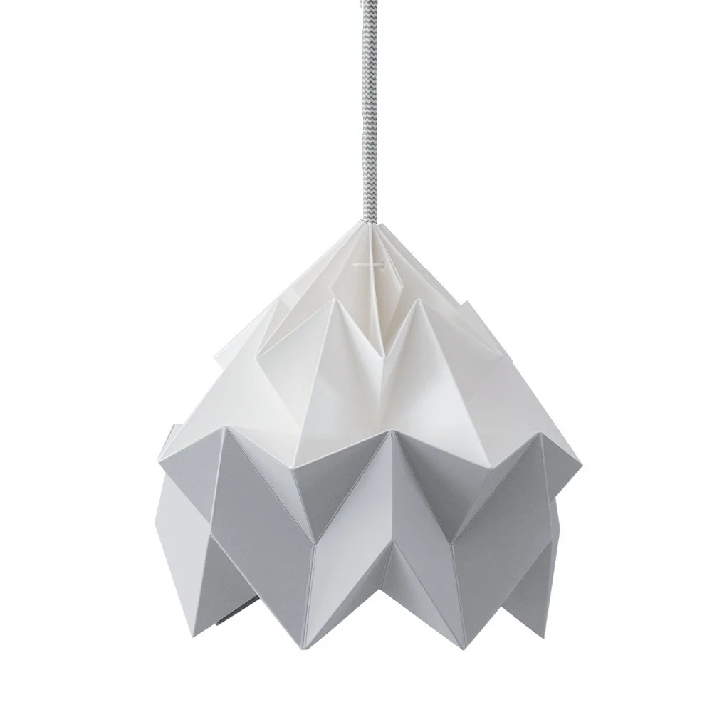 Sospensione origami in carta Moth bianca e grigia