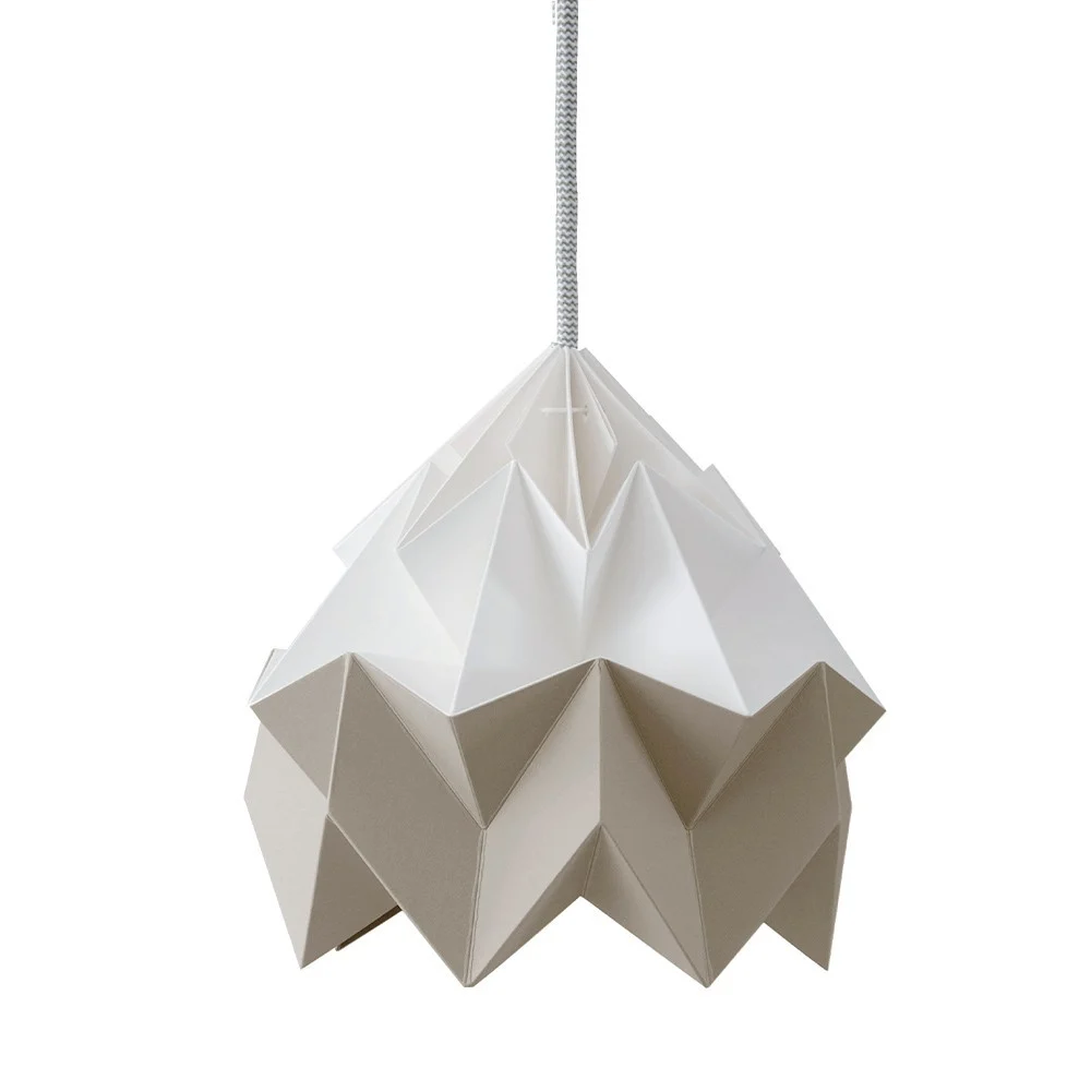 Sospensione origami in carta Moth bianca e marrone