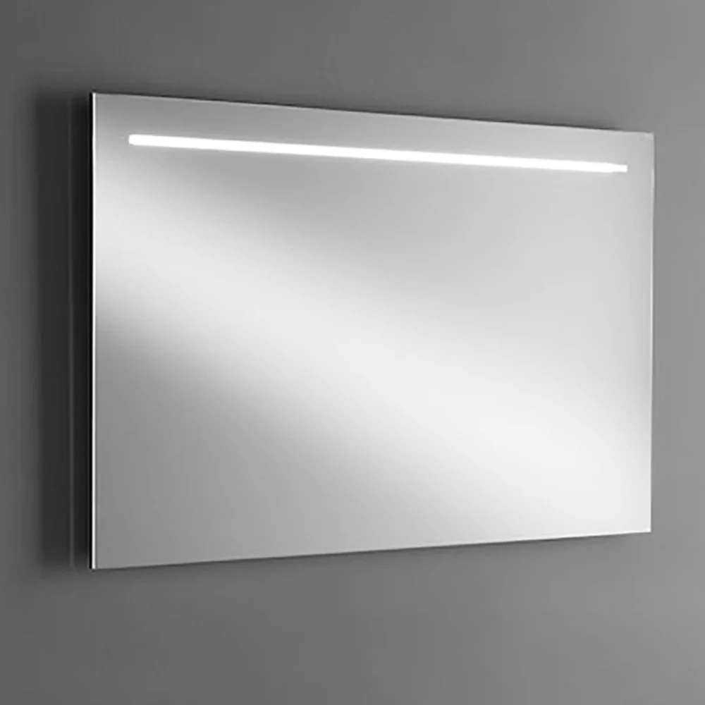 Specchio da bagno con illuminazione a led e fascia superiore sabbiata