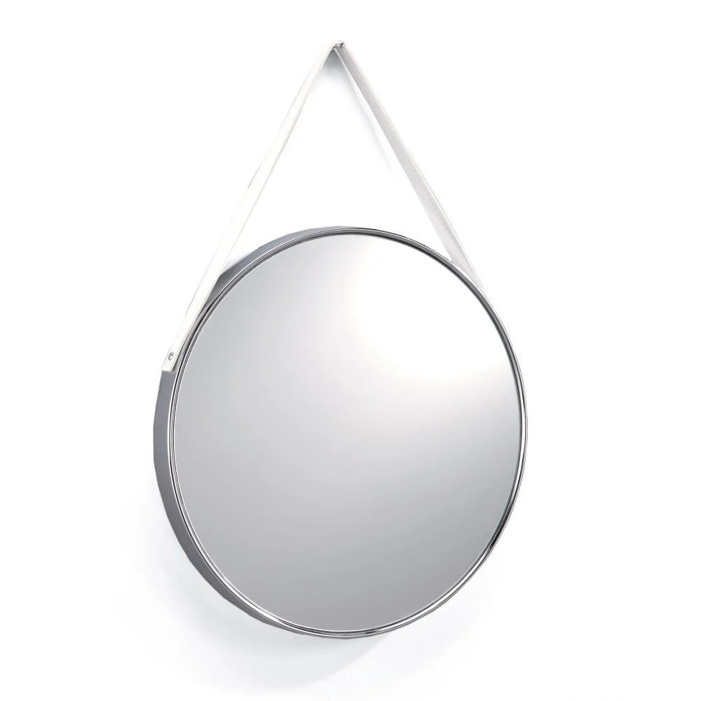Specchio da parete Fit di Tomasucci con cornice in acciaio cromato e nastro in pvc bianco