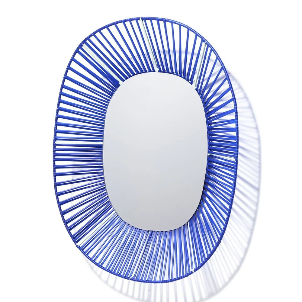 Specchio ovale Cesta blu e menta