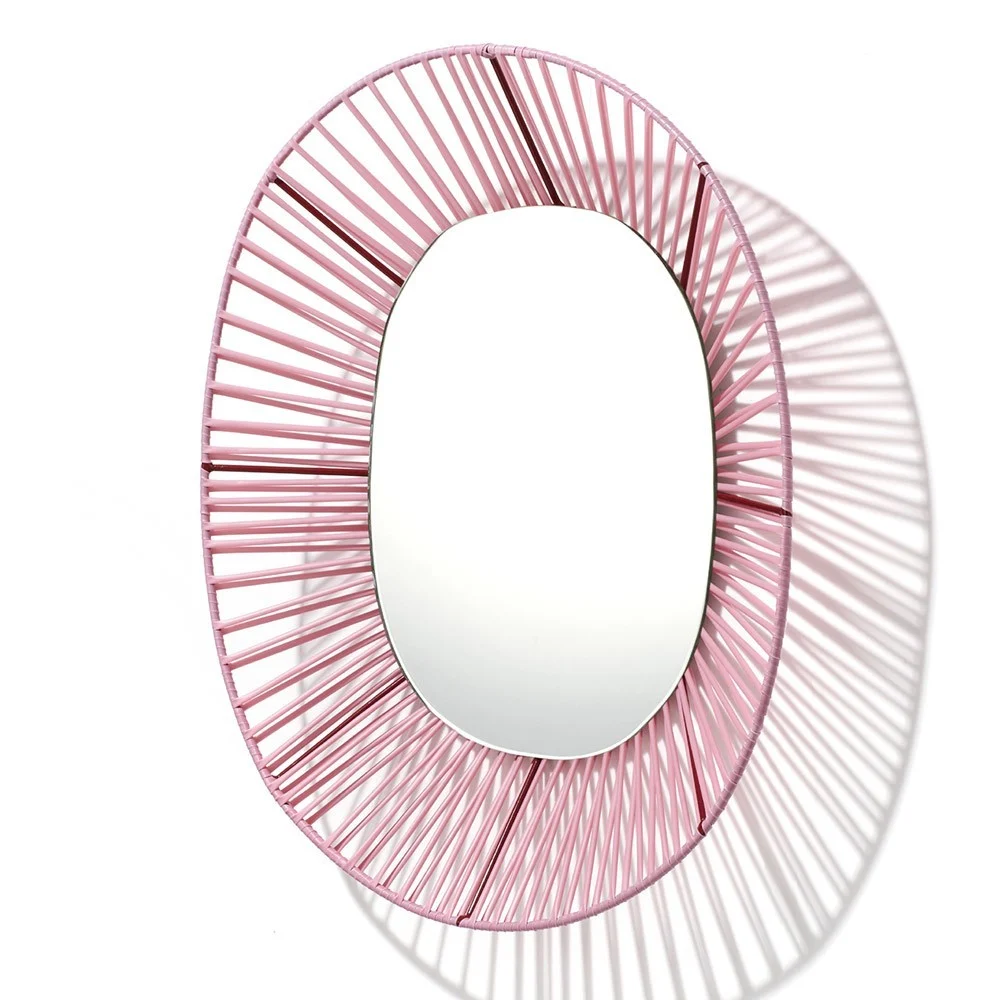 Specchio ovale Cesta rosa e rosso