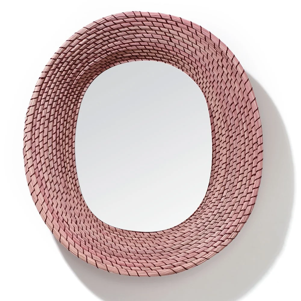Specchio ovale Killa rosa e rosso scuro