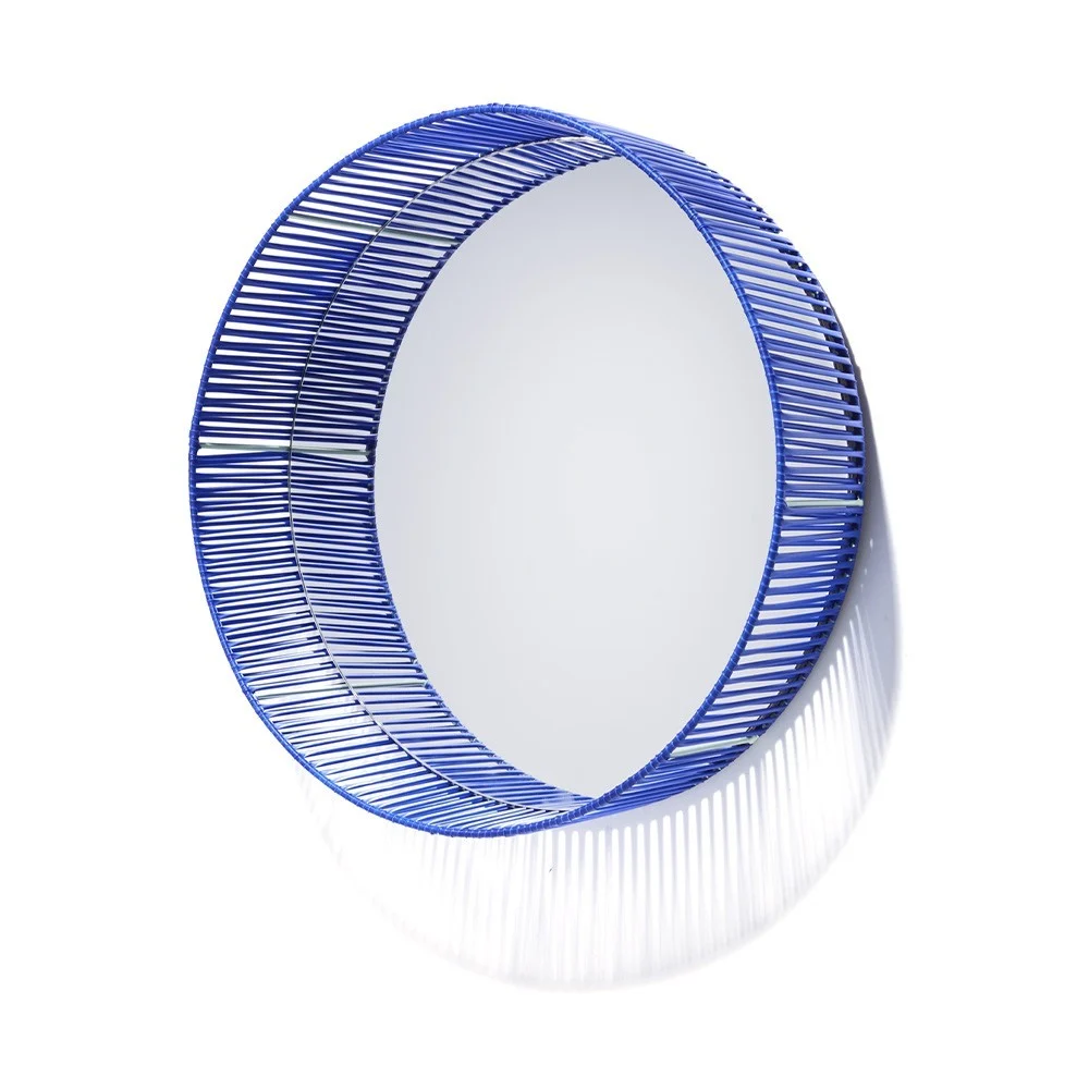 Specchio rotondo Cesta blu e menta