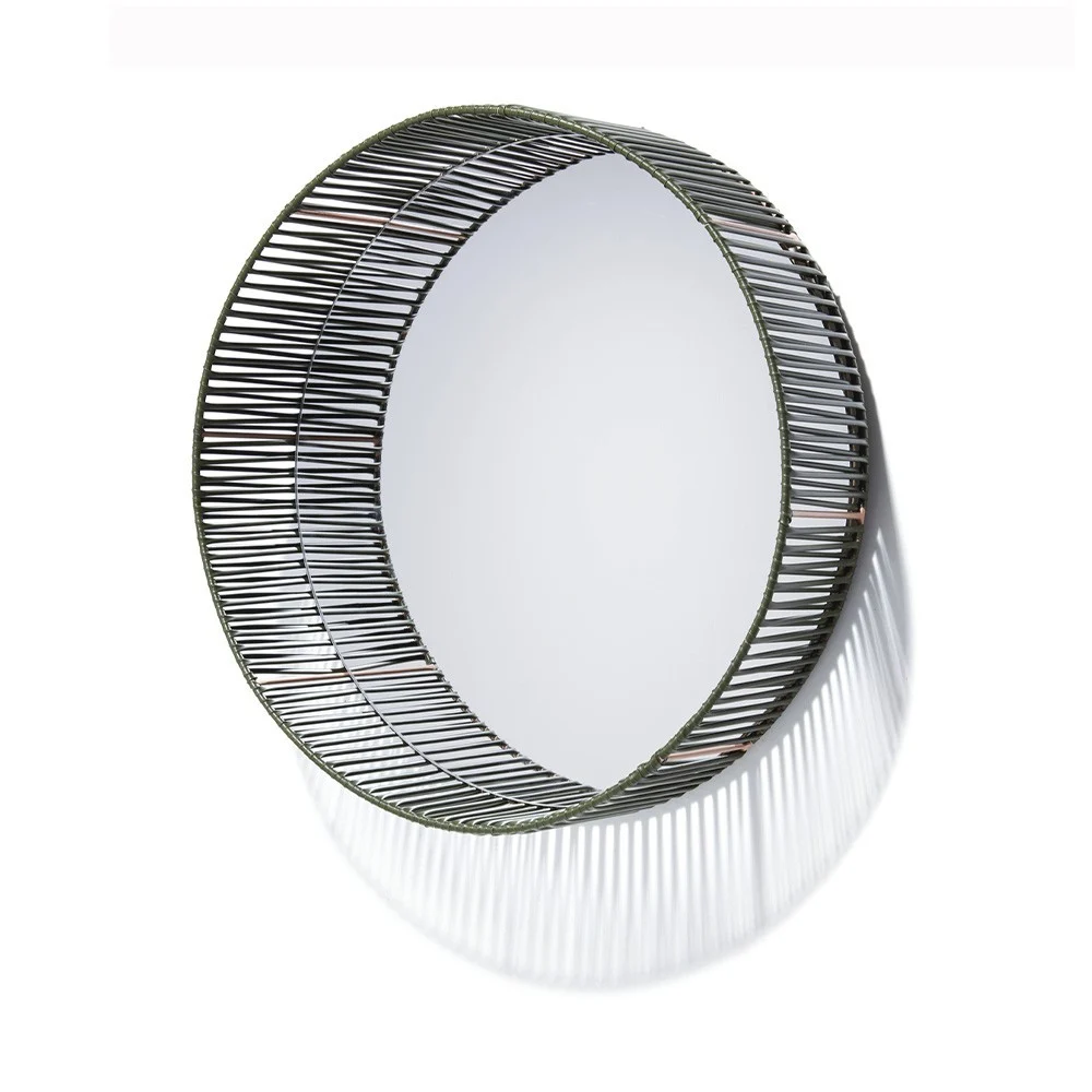 Specchio rotondo Cesta verde oliva e carne