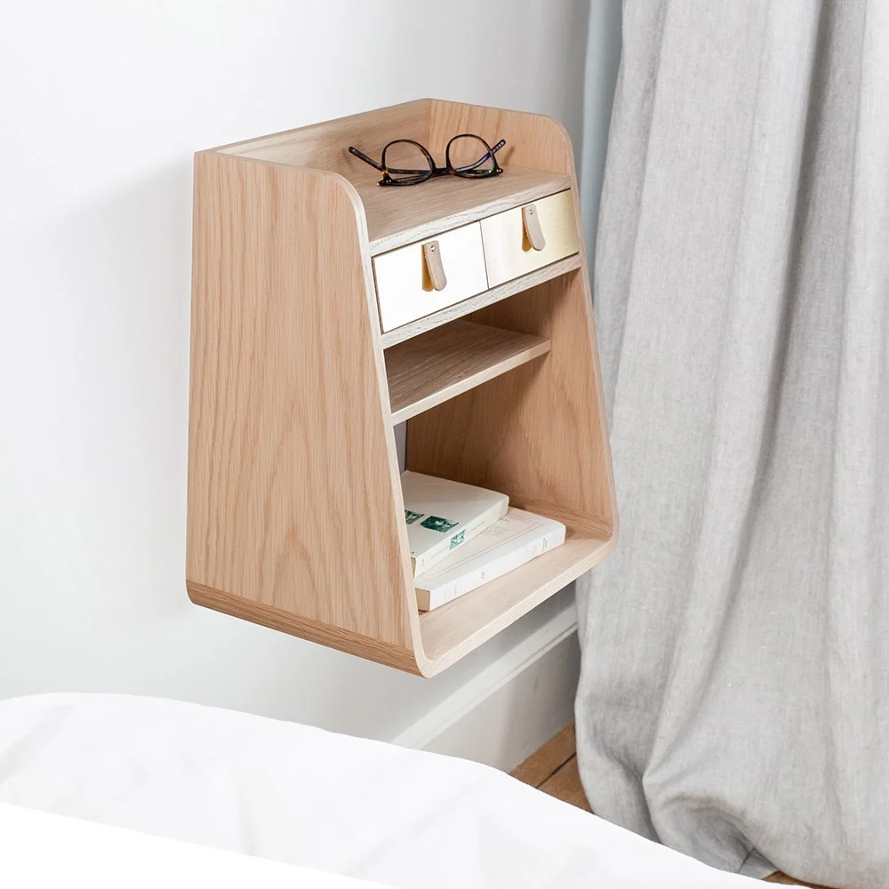 Suzon contenitore da parete in ottone spazzolato rovere