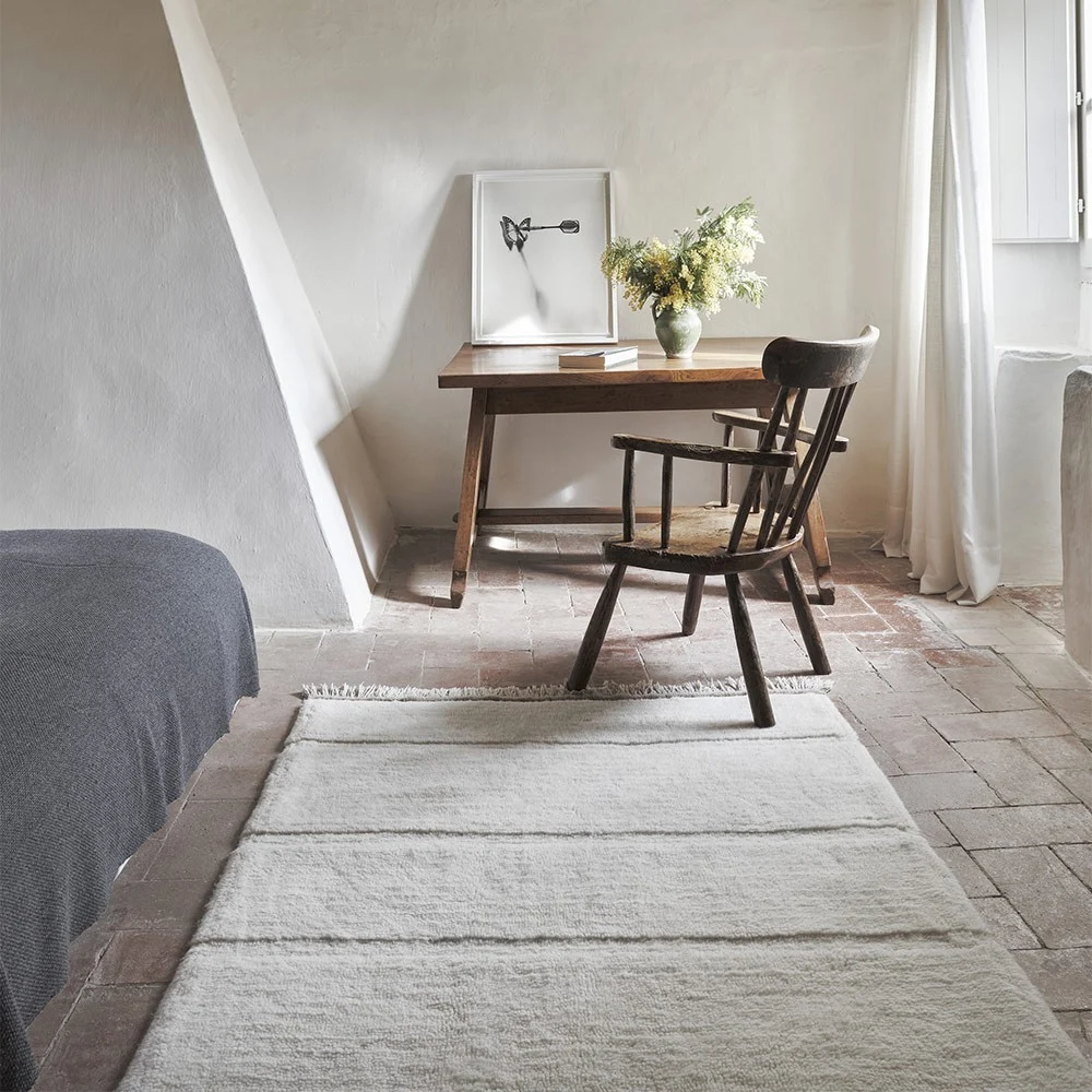 Tappeto di lana Steppe Sheep bianco S