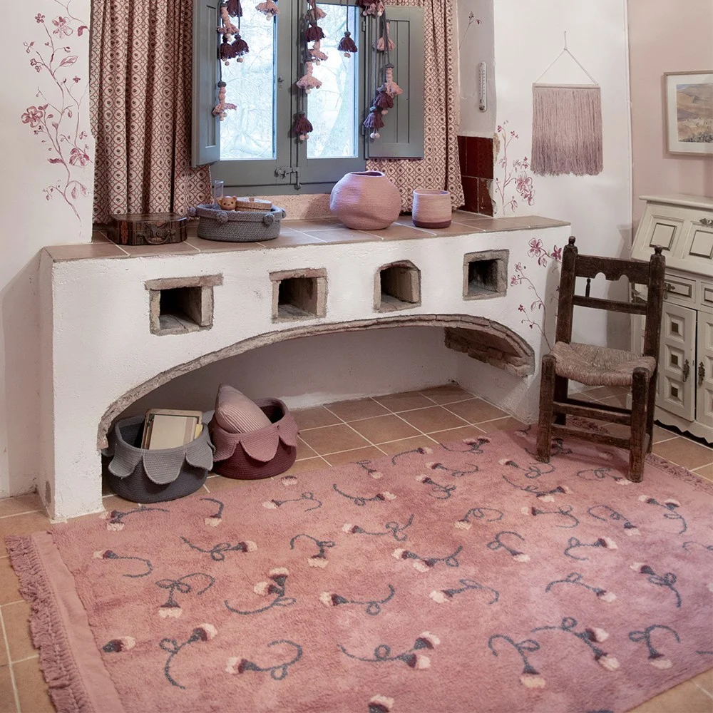 Tappeto lavabile giardino inglese rosa pallido