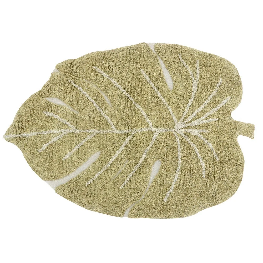 Tappeto lavabile Mini Monstera oliva