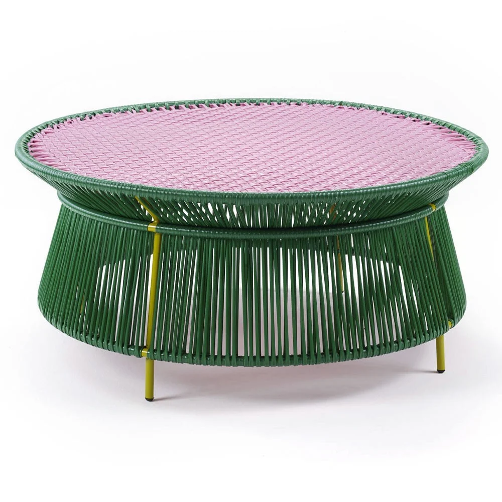Tavolino Caribe verde, rosa e curry
