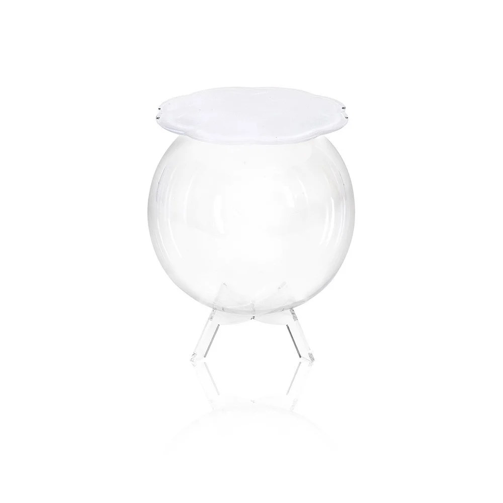 Tavolino contenitore in plexiglass Boollino di Iplex Design struttura sferica in varie finiture