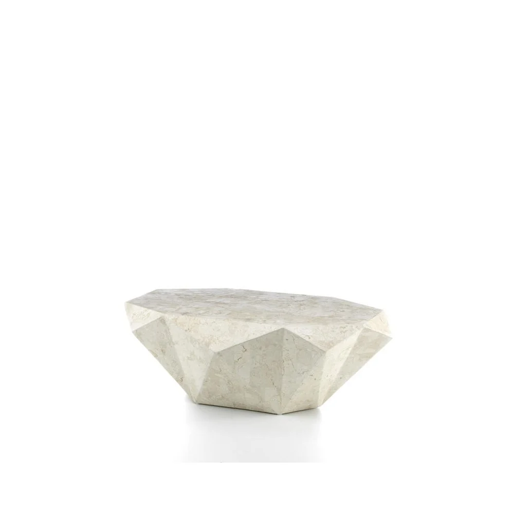 Tavolino da salotto Diamond Medium realizzato in compensato marino rivestito in pietra fossile