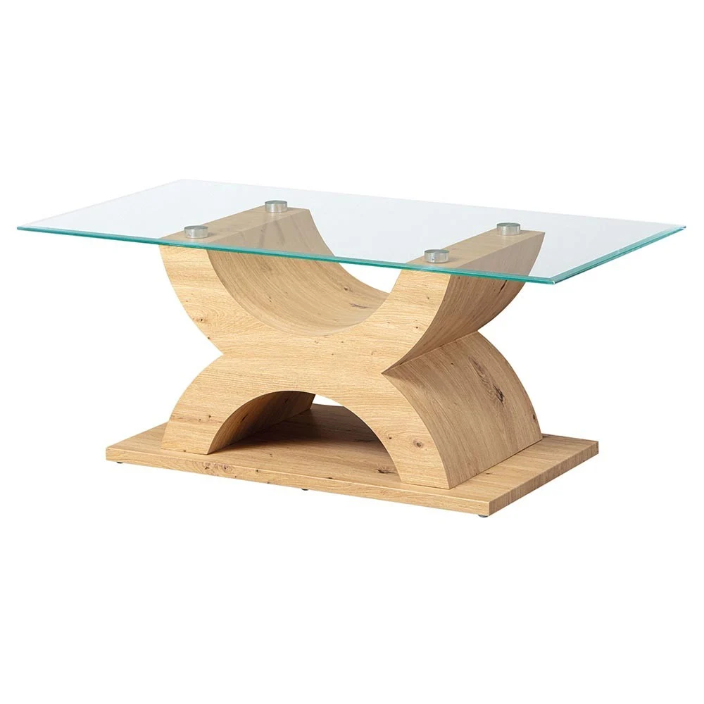 Tavolino da salotto X-Type struttura in Mdf e piano in vetro
