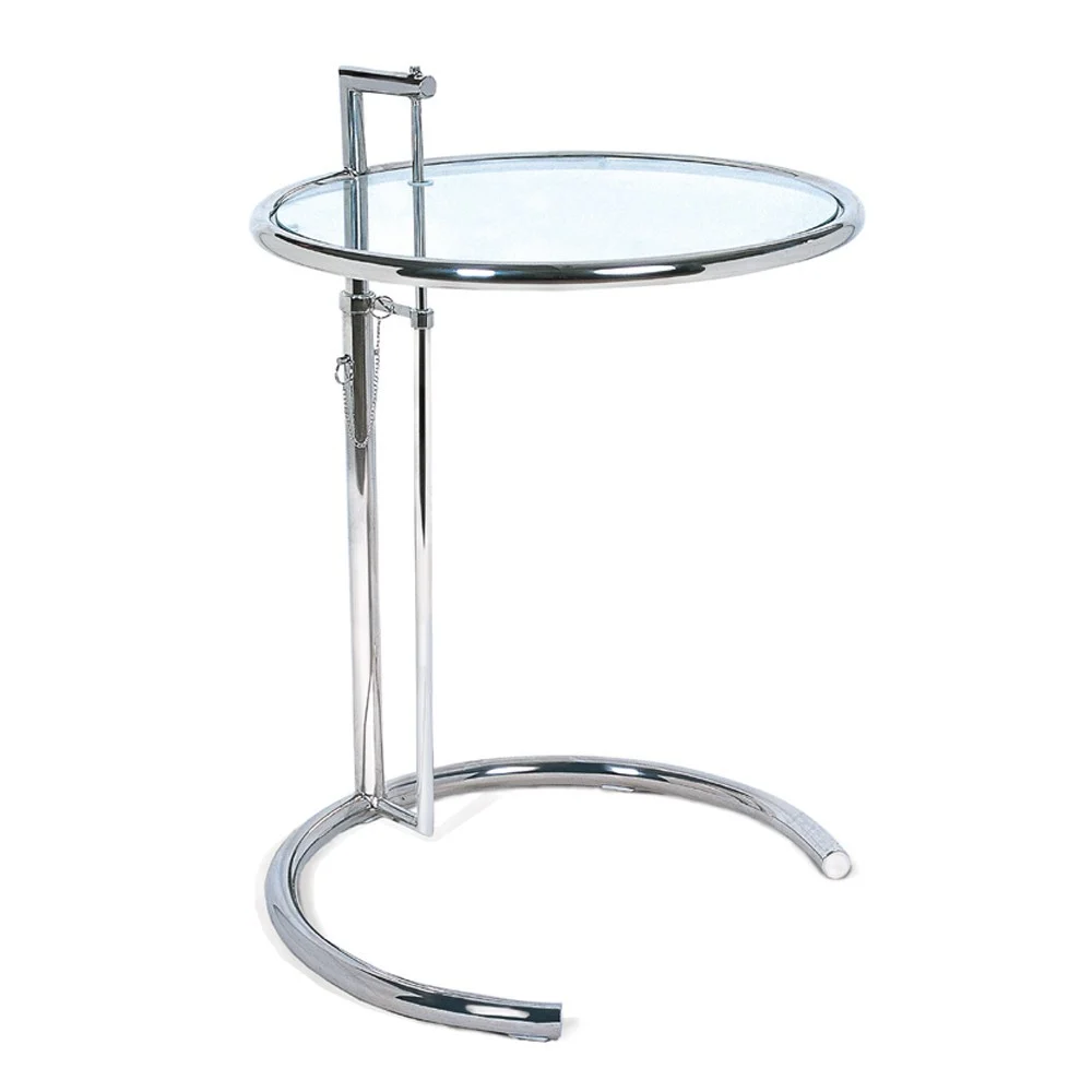Tavolino Eileen Gray Regolabile: Riedizione Acciaio e Vetro