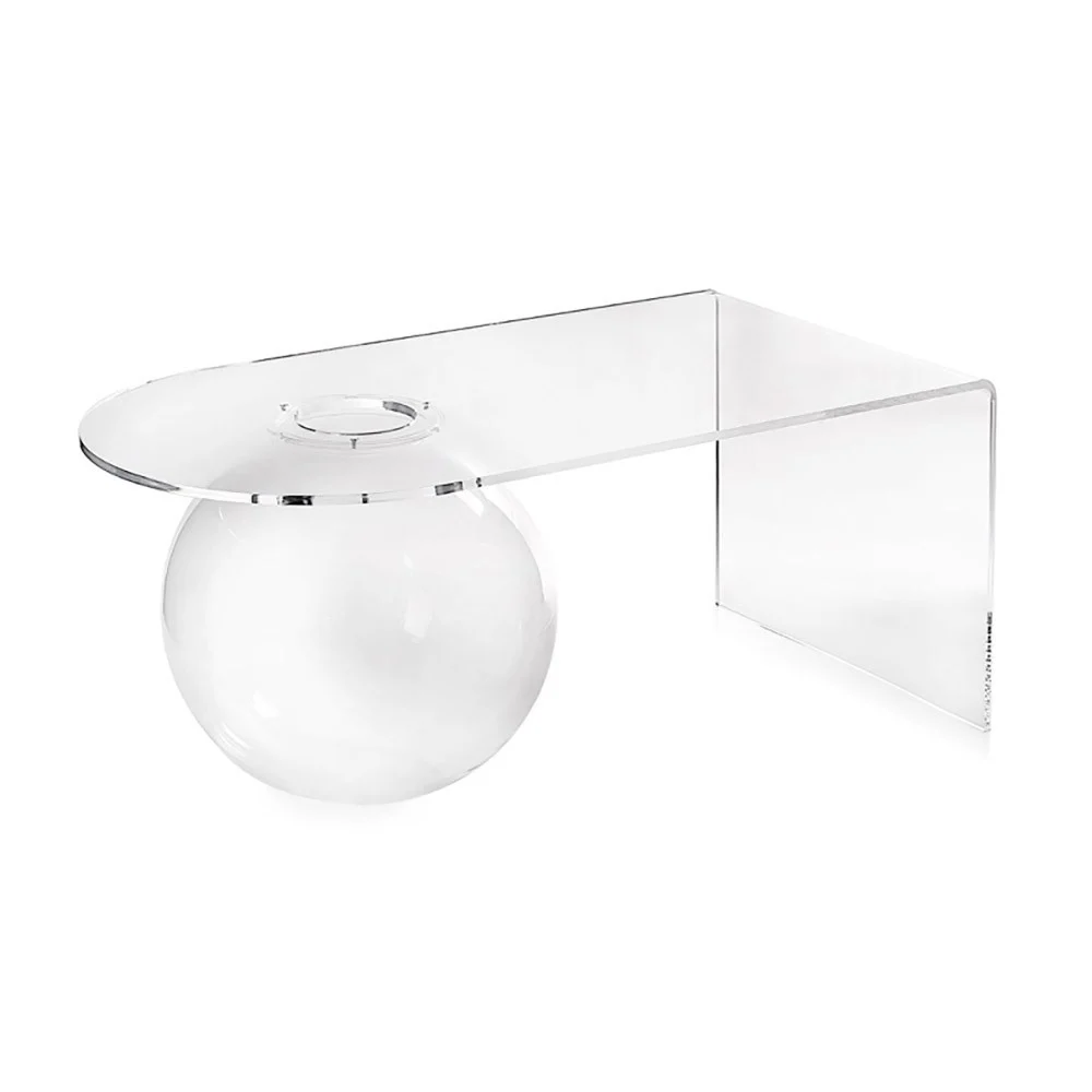 Tavolino in plexiglass Boolla di Iplex Design struttura con contenitore disponibile in varie finiture