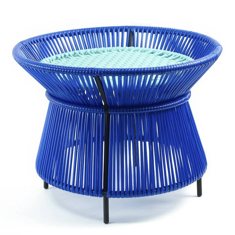Tavolino laterale Caribe blu, menta e nero