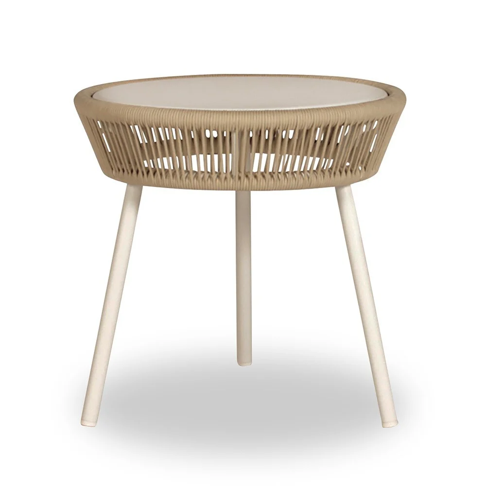 Tavolino laterale Loop beige / bianco pietra