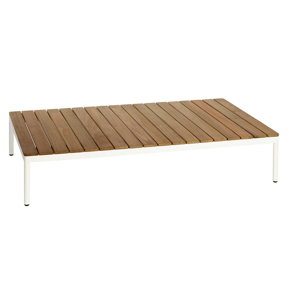 Tavolino rettangolare Riad in teak bianco