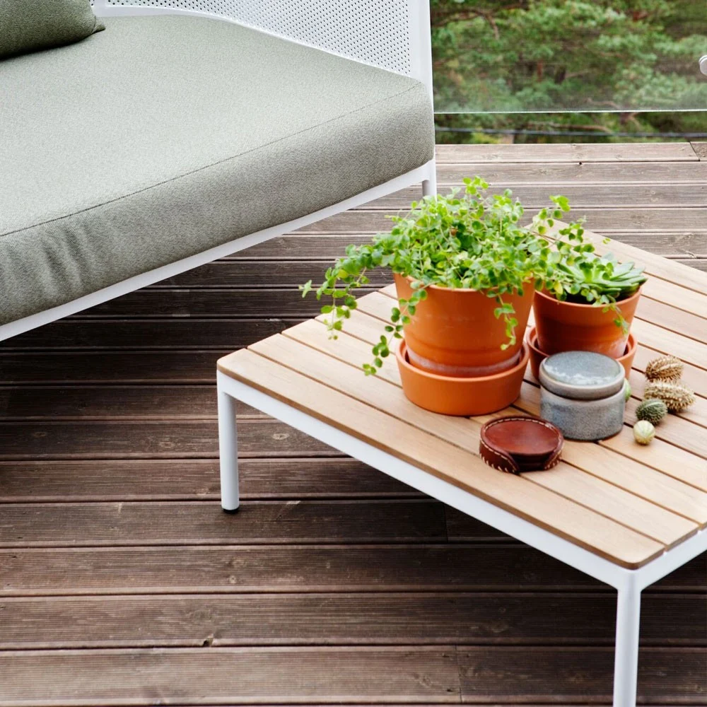 Tavolino Riad 74x74 cm in teak / bianco