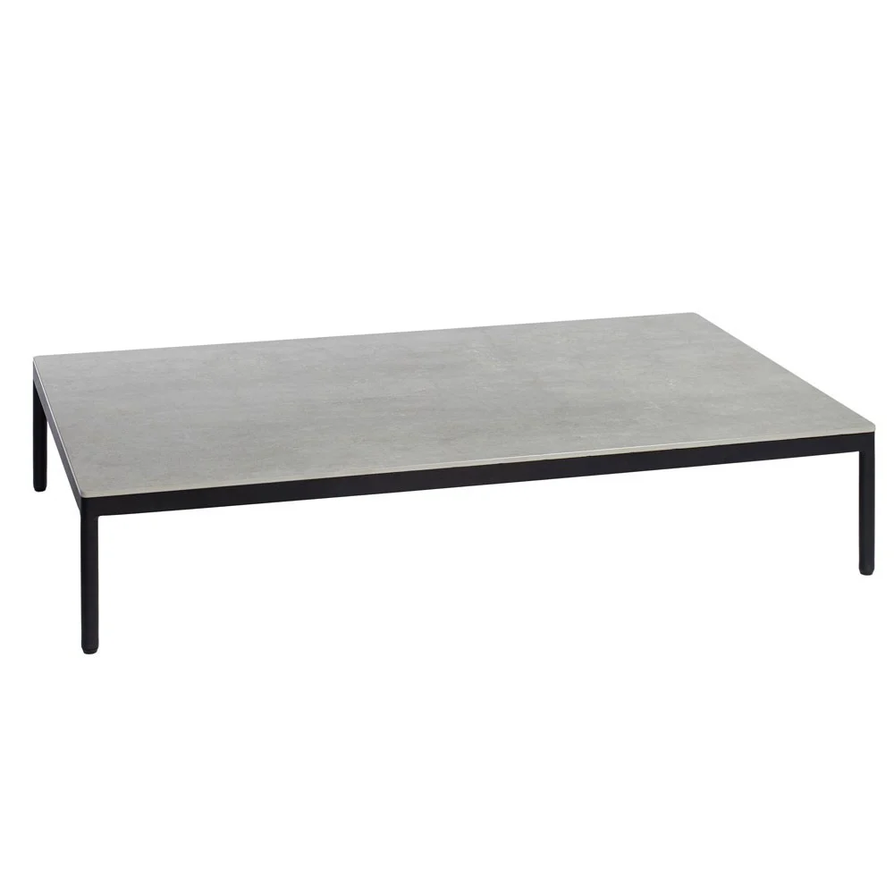 Tavolino Riad ceramica 124x74cm struttura antracite / piano grigio