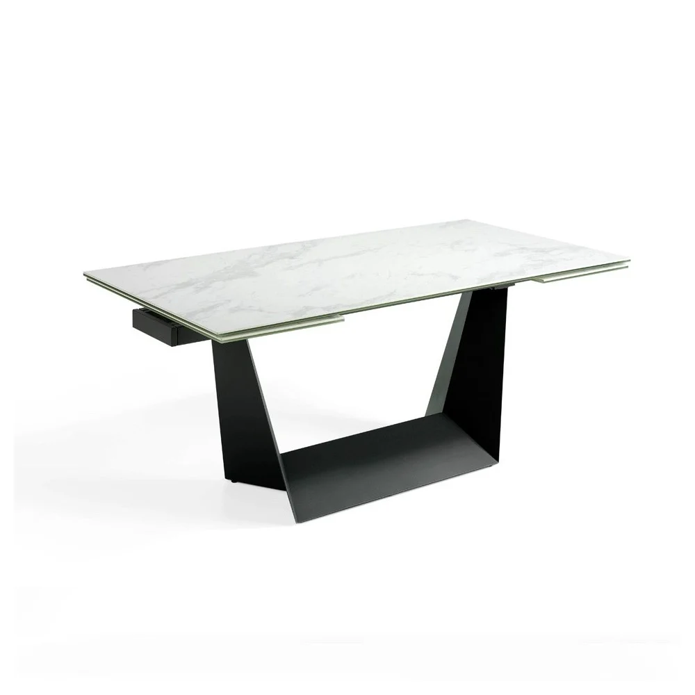 Tavolo allungabile 1014 Tekno realizzato con struttura in acciaio e piano in porcellana