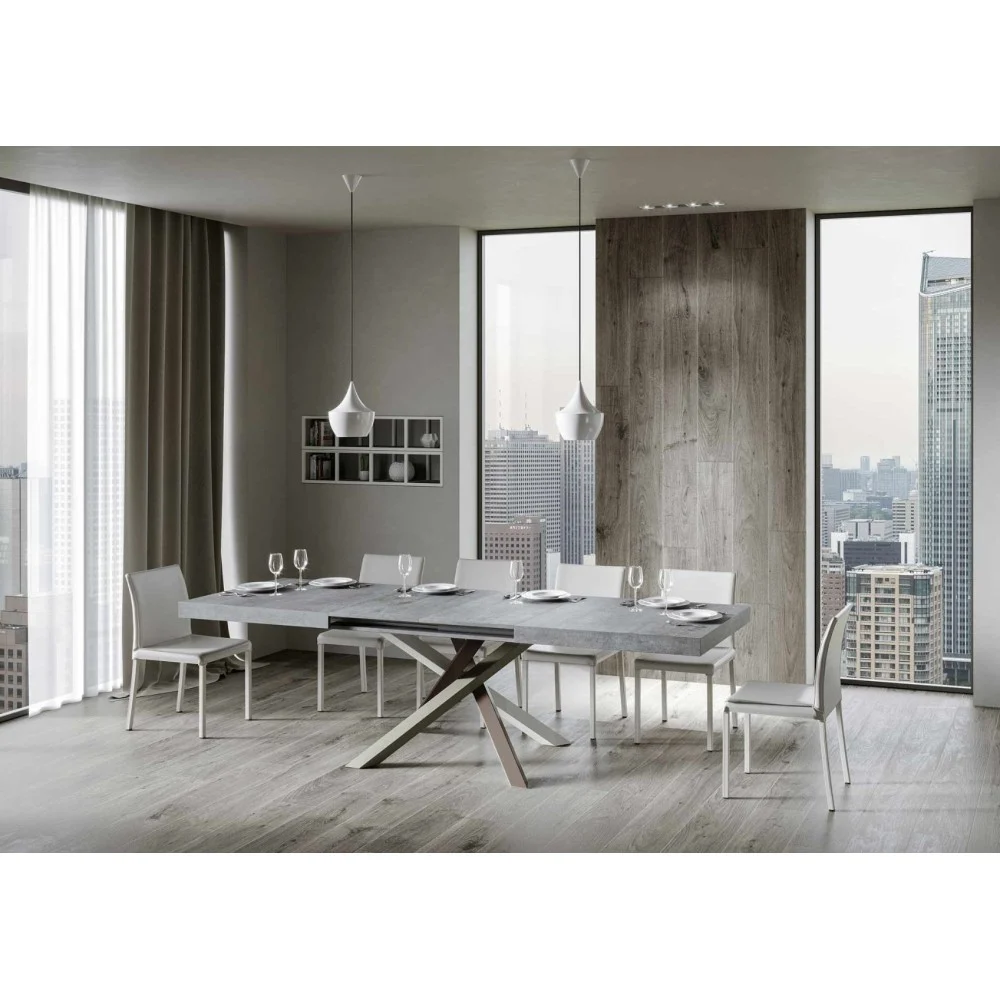 Tavolo allungabile Volantis Multicolor 1 GRANDE in due misure e piu finiture con piano in legno e struttura in metallo