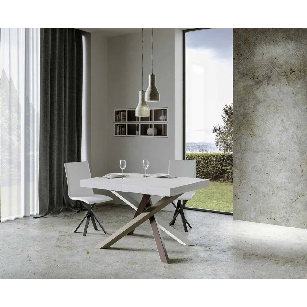 Tavolo allungabile Volantis Multicolor 1 PICCOLO in due misure con struttura in metallo e piano in legno in 4 finiture