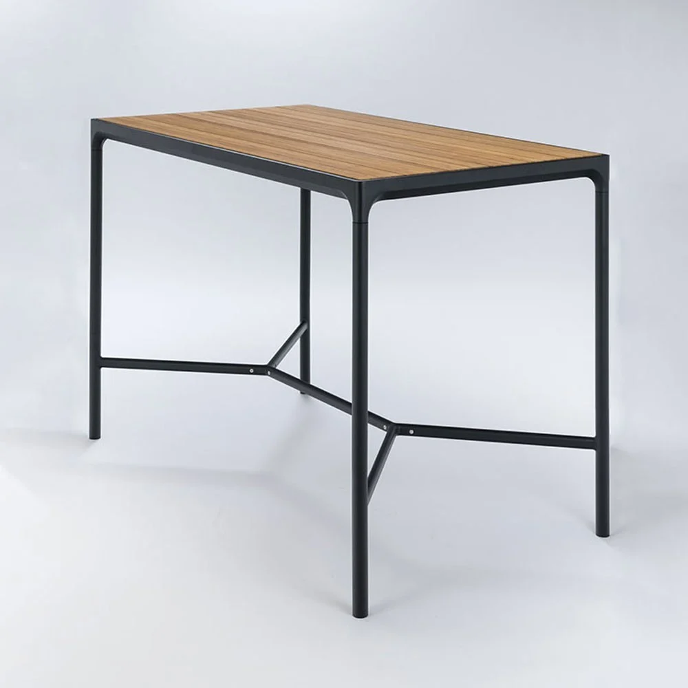 Tavolo alto quattro 90x160cm nero e bambù