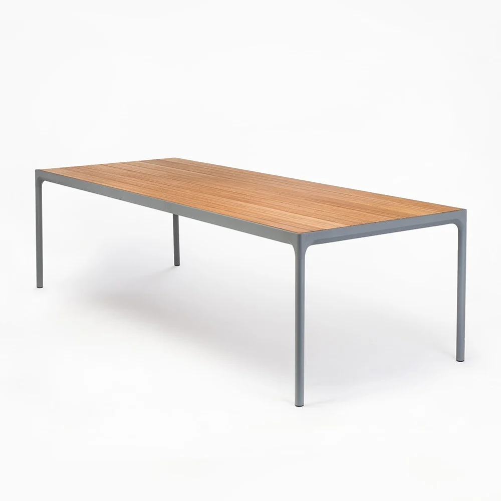 Tavolo da esterno in bambù e grigio forno 90x210 cm