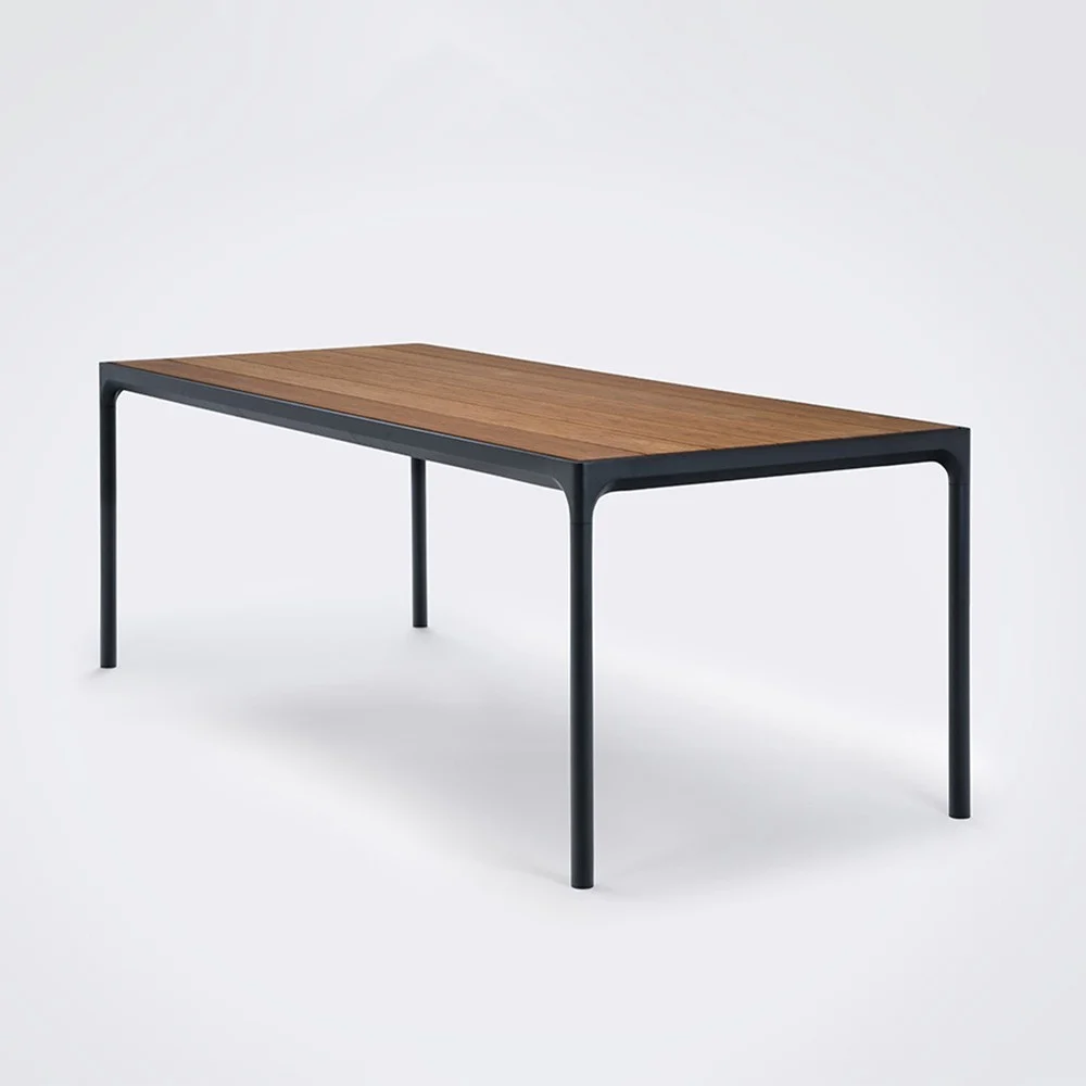 Tavolo da esterno in bambù e nero 90x210 cm