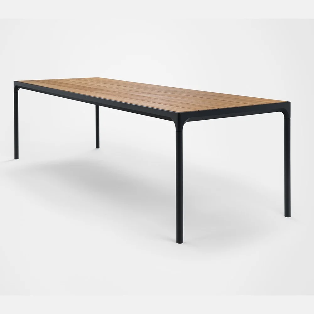 Tavolo da esterno in bambù e nero 90x270 cm