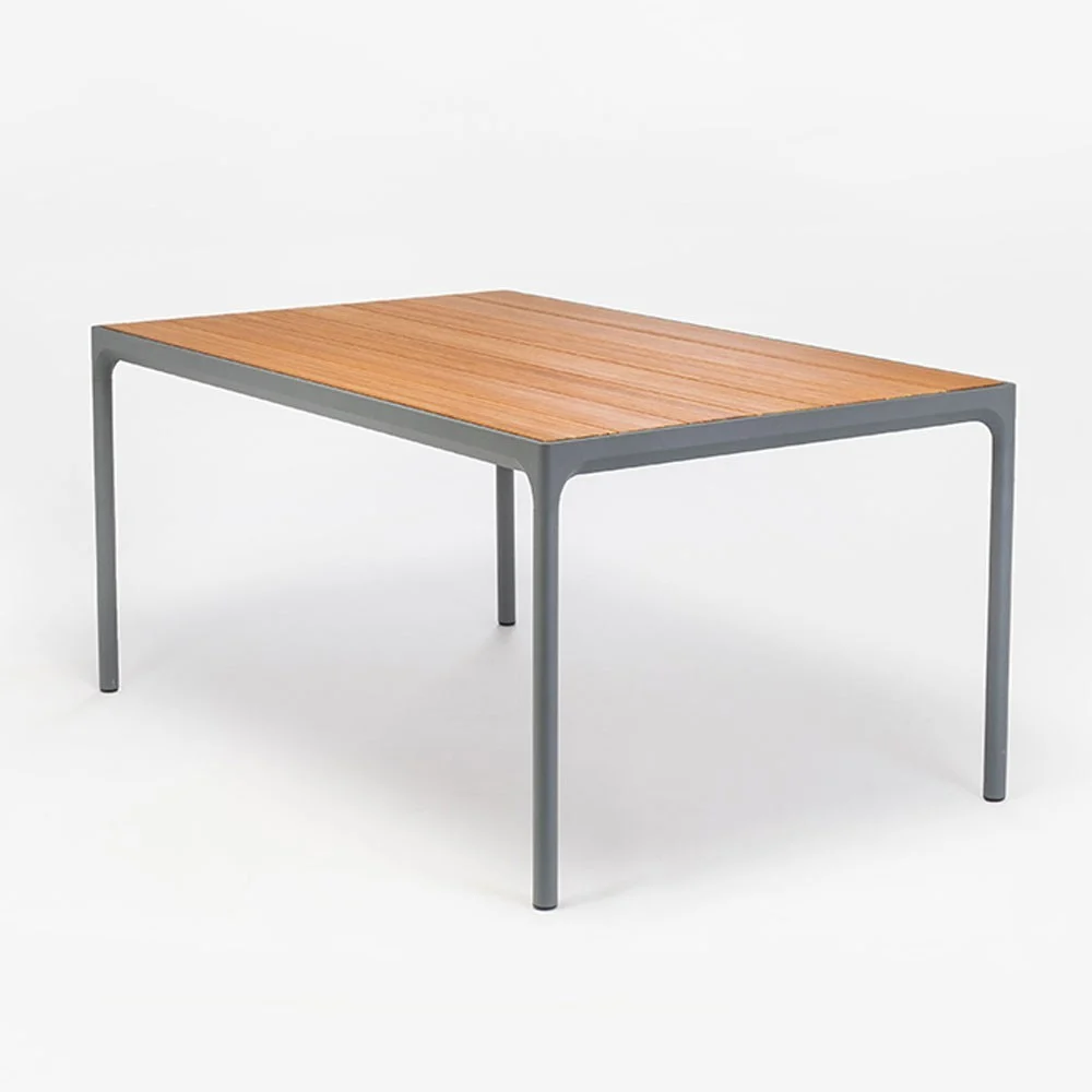 Tavolo da pranzo quattro 90x160 cm grigio e bambù