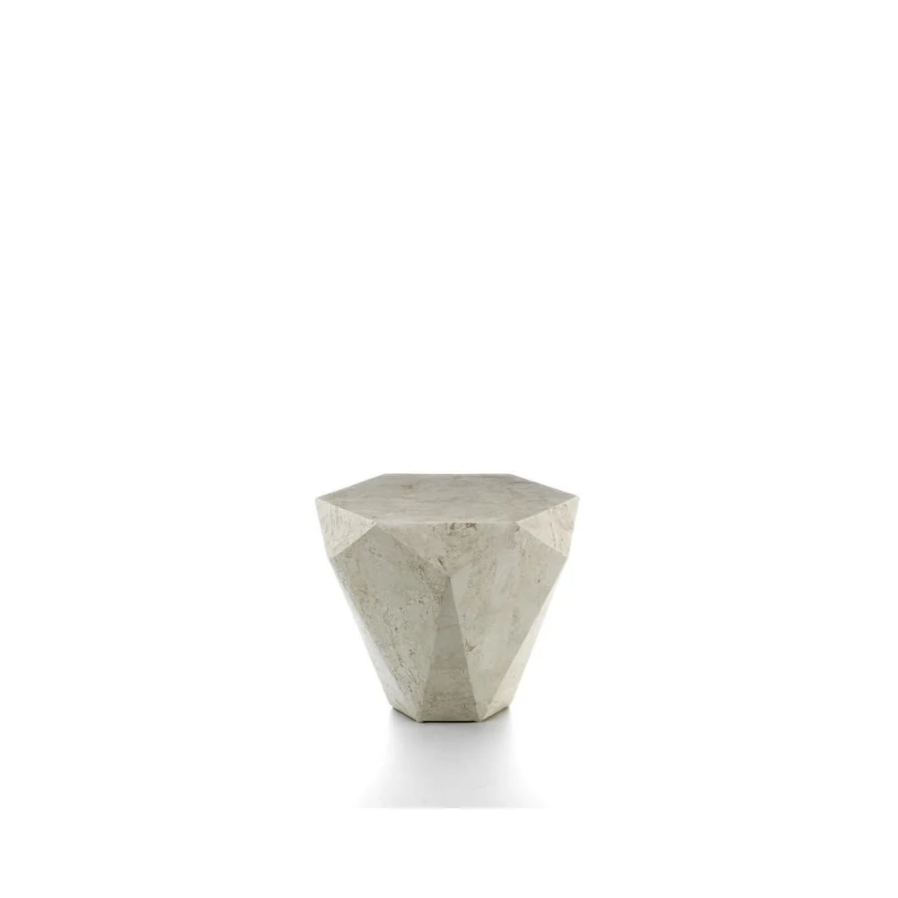 Tavolo da salotto Diamond Small realizzato in compensato marino e rivestito in pietra fossile di 5 diverse finiture