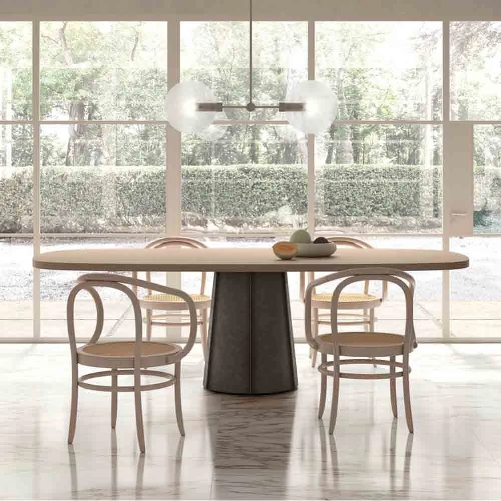 Tavolo Deville di Capod'opera struttura in cemento piano in rovere