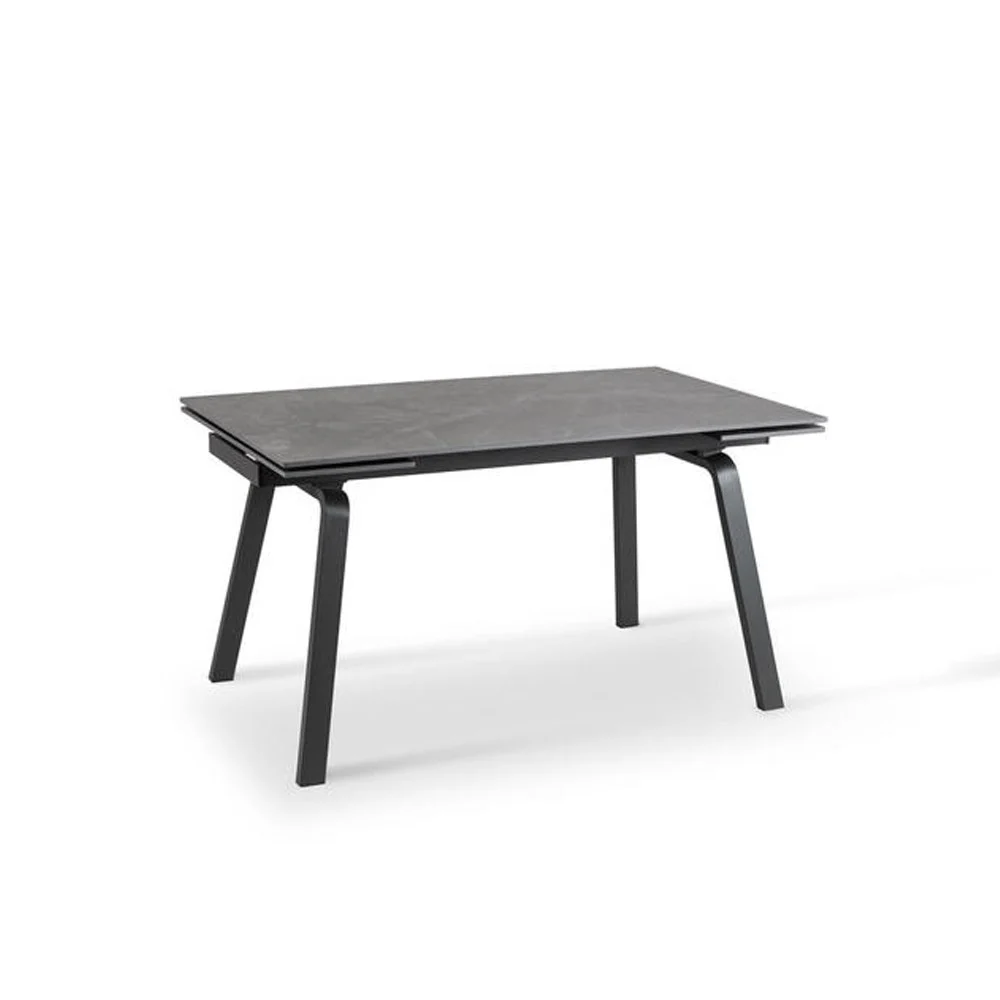 Tavolo Dylan di Stones Allungabile fino a 200 cm, Piano in ceramica effetto marmo opaco e struttura verniciata antracite
