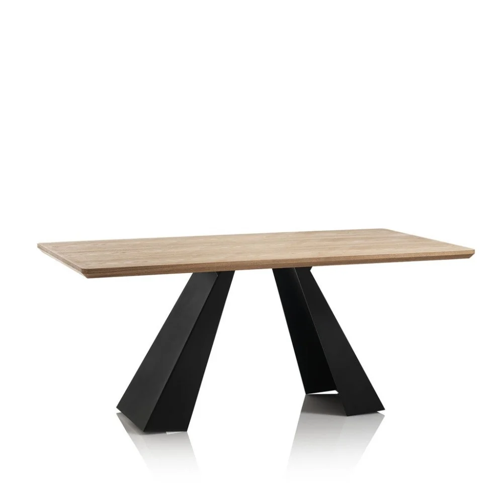 Tavolo fisso Siena realizzato con struttura in metallo nero paco e piano in legno MDF