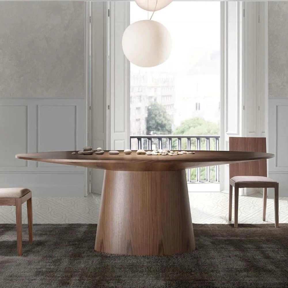 Angel Cerda tavolo 1013 ovale fisso Platter realizzato in legno impiallacciato finitura noce