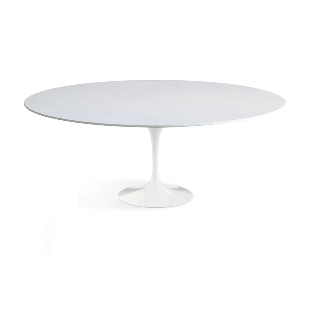 Tavolo Tulip Ovale con base rotonda e Piano in Laminato o Marmo