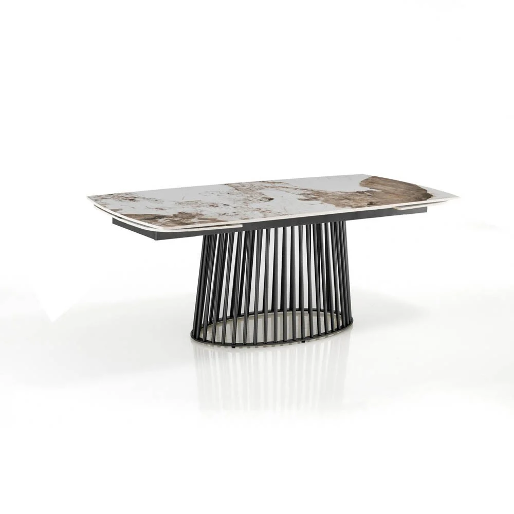 Tomasucci Cage2 tavolo allungabile con struttura in metallo Grigio opaco, piano e allunghe in ceramica
