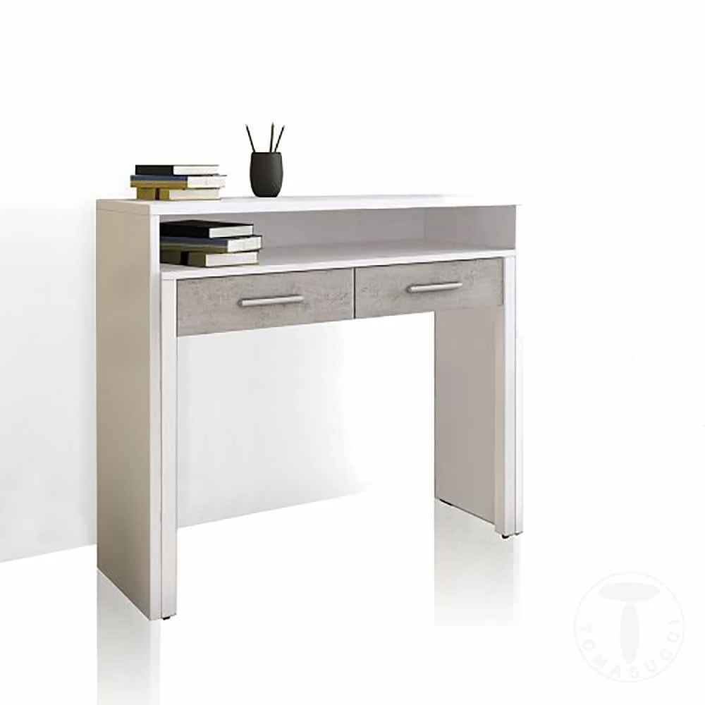 Tomasucci Hidden consolle-scrittoio allungabile in larice bianco a poro aperto