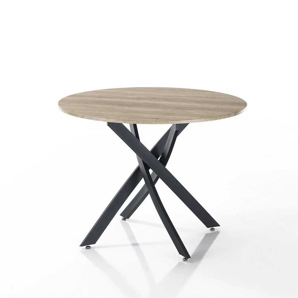 Tomasucci Mill Round Wood tavolo rotondo in MDF e struttura in acciaio verniciato nero opaco