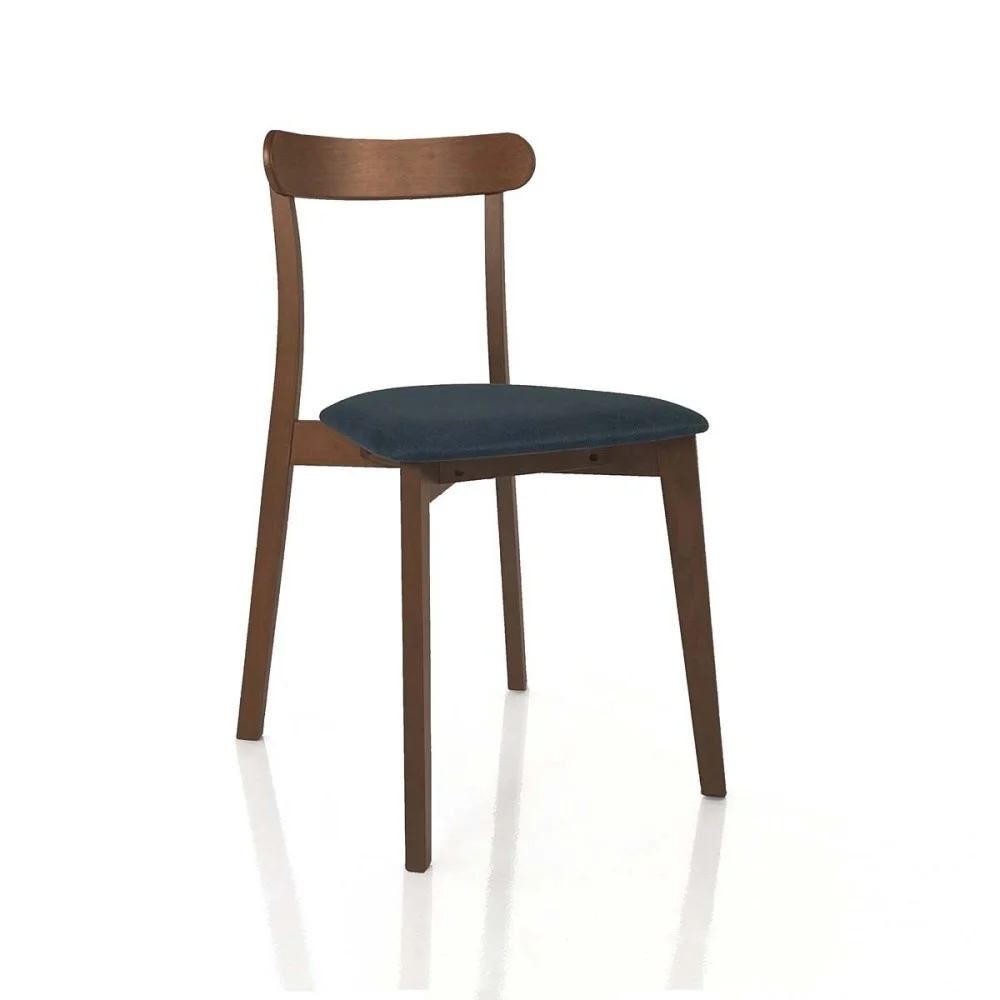 Tomasucci sedia Ambra Dark Wood in legno massello tinto finitura noce scuro e rivestito in tessuto