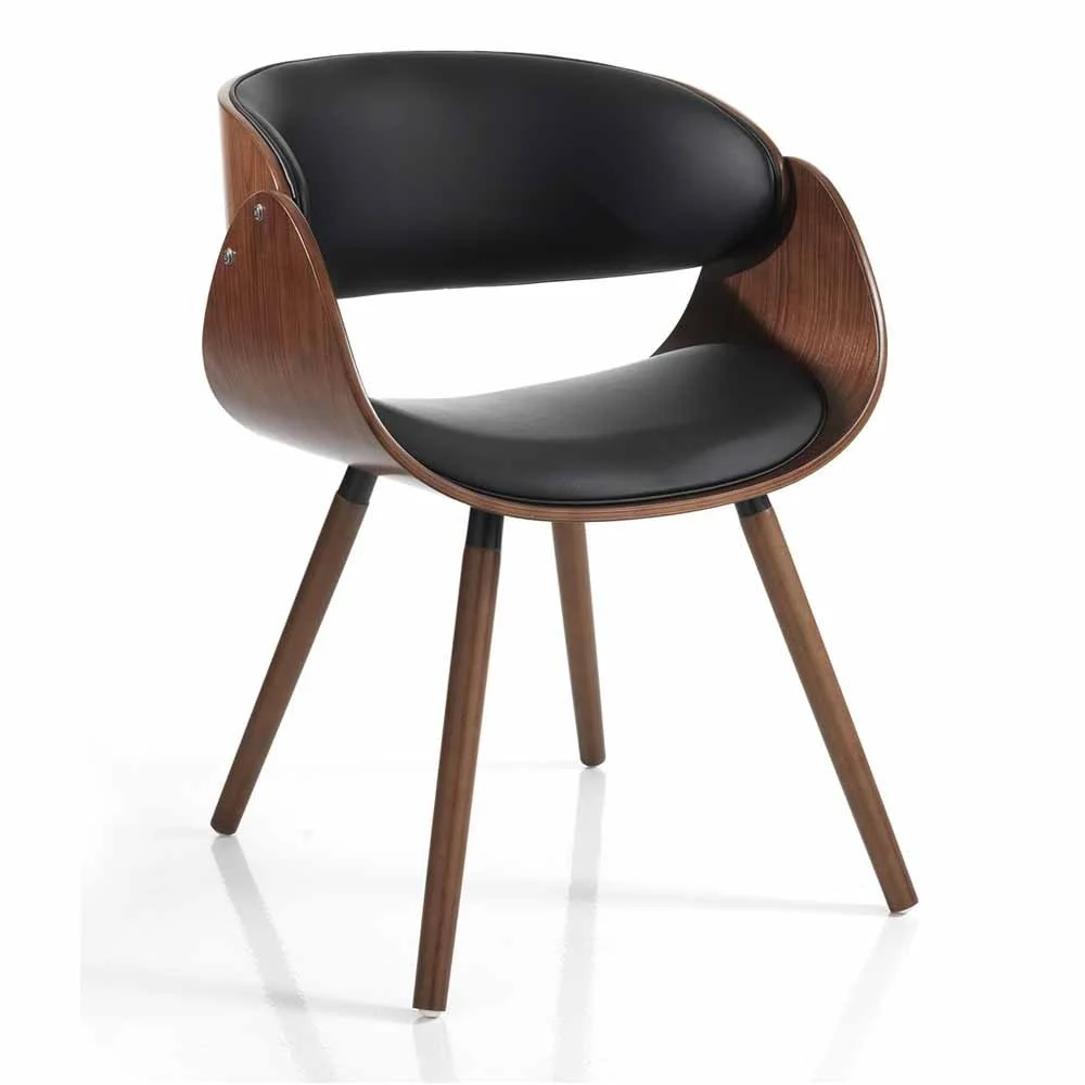 Tomasucci Visby Evo Dark Wood Sedia realizzata in legno finitura noce rivestita in ecopelle nera