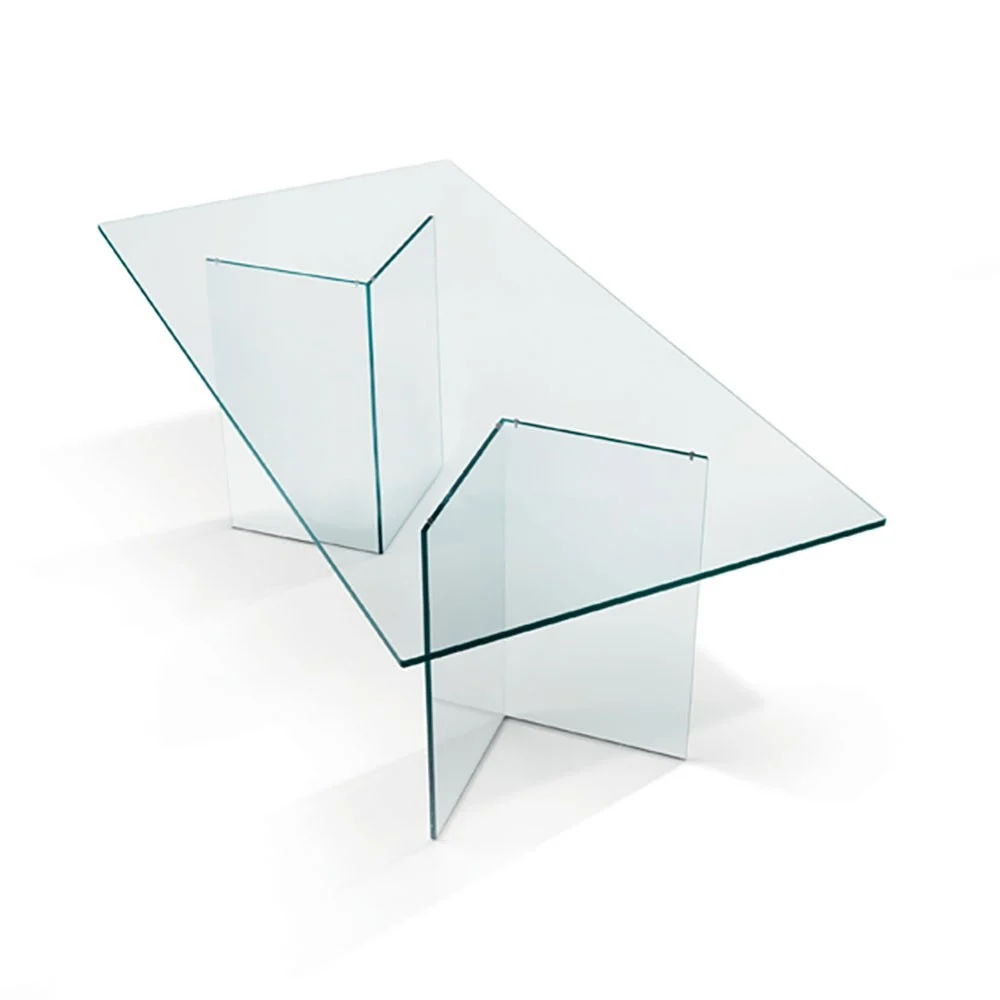 Tonelli design Bacco tavolo rettangolare struttura e base in vetro trasparente
