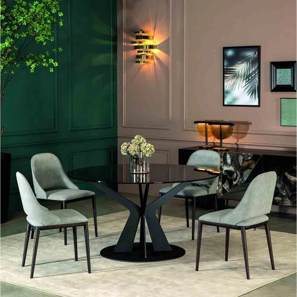 Tonin Casa tavolo in vetro rotondo Tree adatto per ambienti eleganti