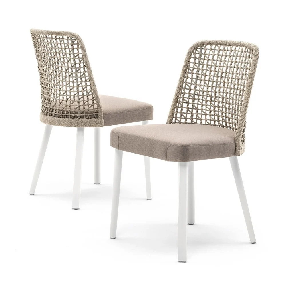 Varaschin Emma sedia per esterno realizzata con gambe in alluminio o legno con schienale in corda