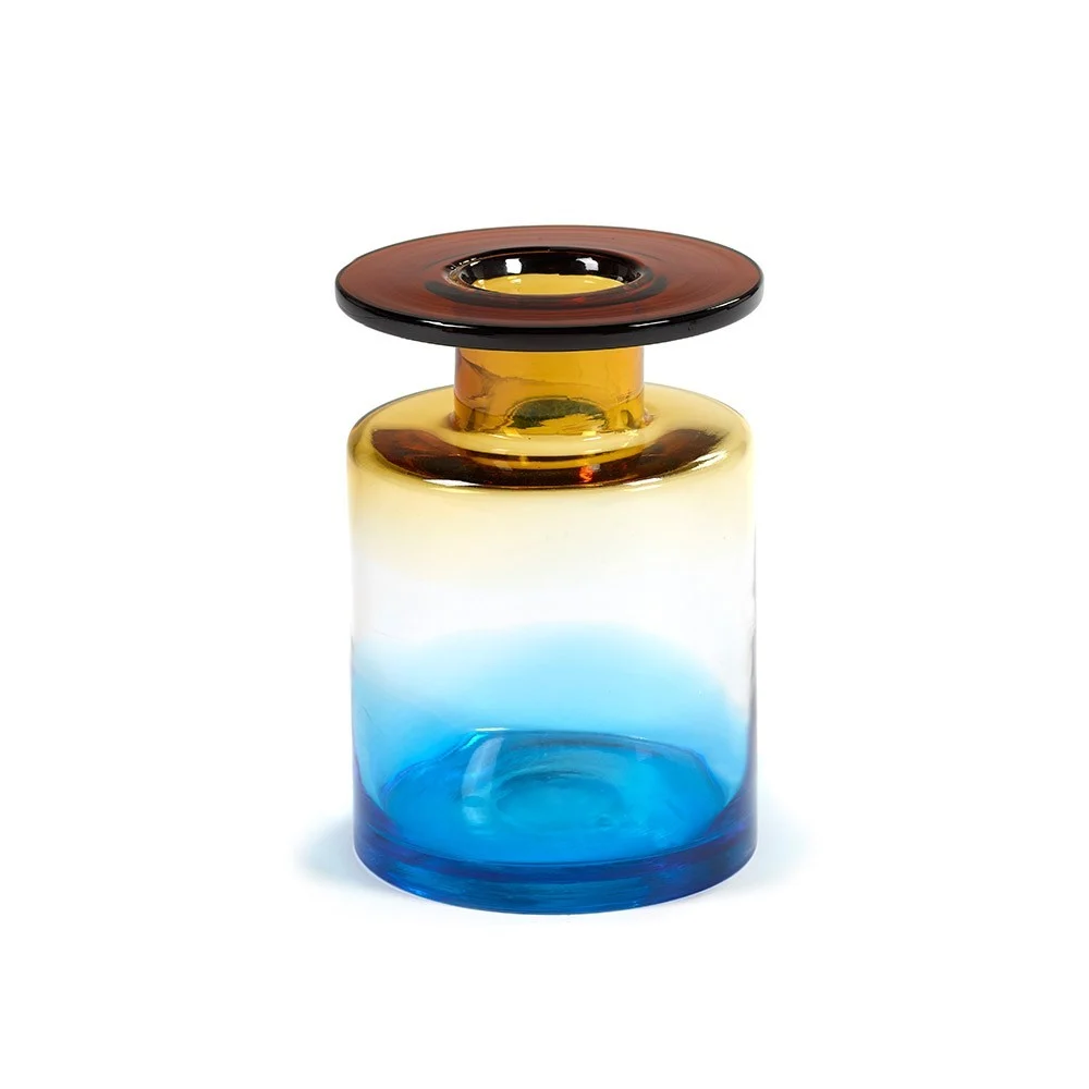 Vaso Wind & Fire ambra e blu H27 cm